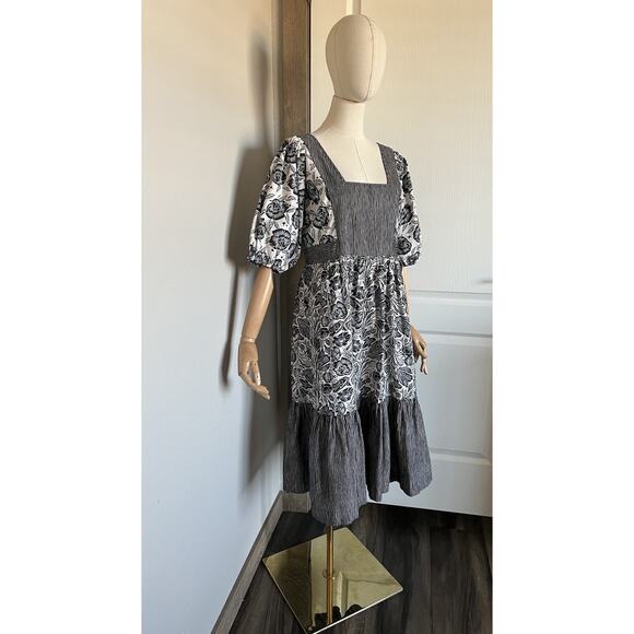 ANTHROPOLOGIE Bloomingprint Dress Size 8 Adrienne Flounced Midi Floral Pockets - Picture 8 of 16